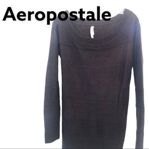 Aeropostale Long Sleeve Scoop Neck Shiney Sweater Black S